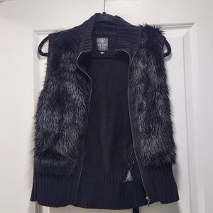 Guess Black Faux Fur Vest